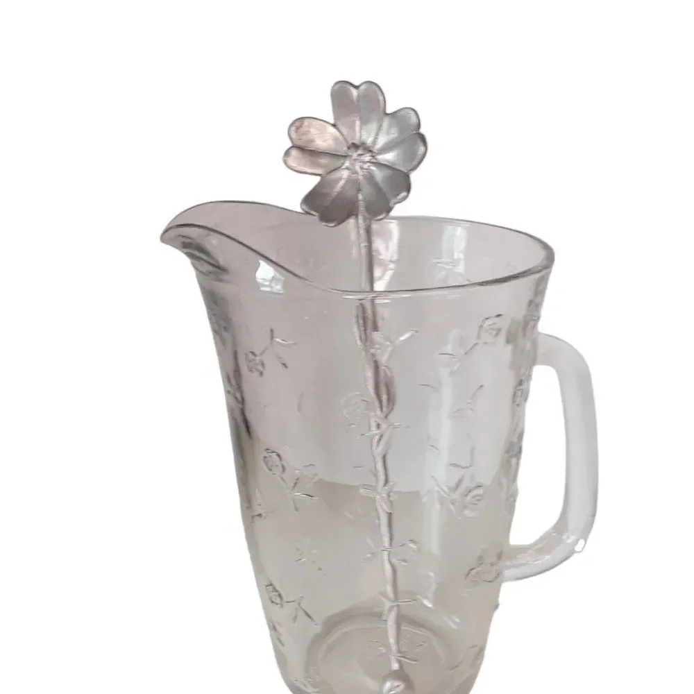 Flower Stirrer Pitcher Swizzle Stick Silver